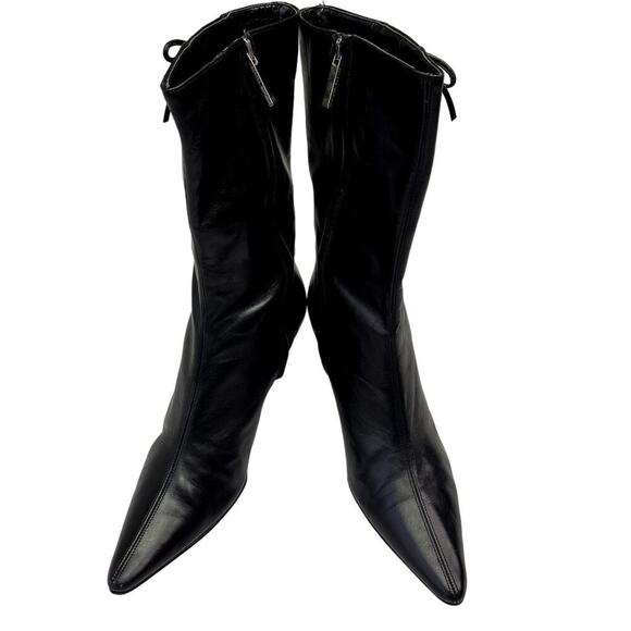 Banana Republic Boots Womens 6.5 Black Pointed Kitten Short Witchy Corset Italy - Picture 2 of 9